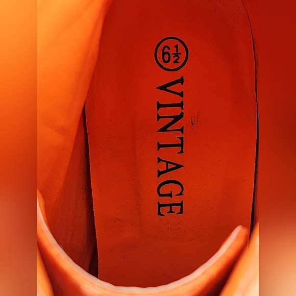 VINTAGE BRAND Orange Lave-Up Platform Heeled Ankle Booties. Size: 6.5 - Picture 8 of 10